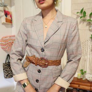 Like new MINI JUMPSUIT - Blazer style plaid Romper XS/S sexy office chic
